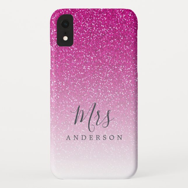 Coques Case-Mate iPhone Futur Mme Pink Parties scintillant Ombre Chic Scri (Dos)