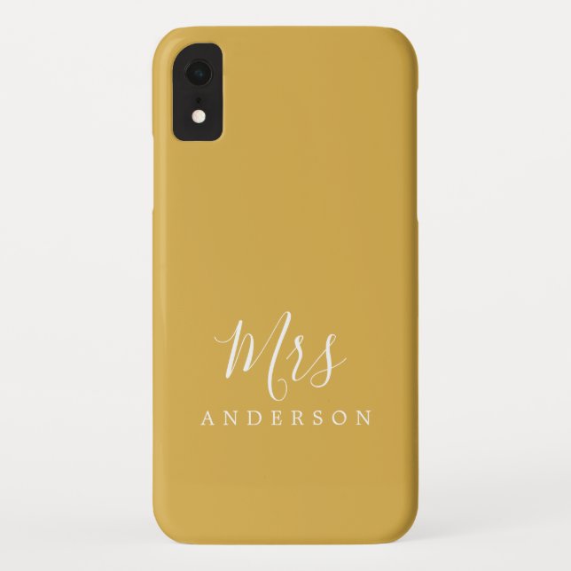 Coques Case-Mate iPhone Future Mme Gold Ochre Chic Script Bride (Dos)
