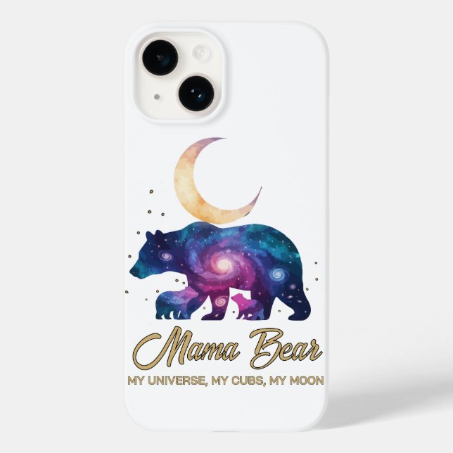 Coques Case-Mate iPhone Galaxy Mama Bear & Cubs Moon Silhouette (Verso)