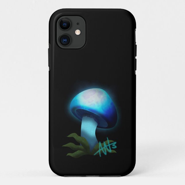 Coques Case-Mate iPhone Galaxy Shiitake brillant bleu clair champignons (Dos)