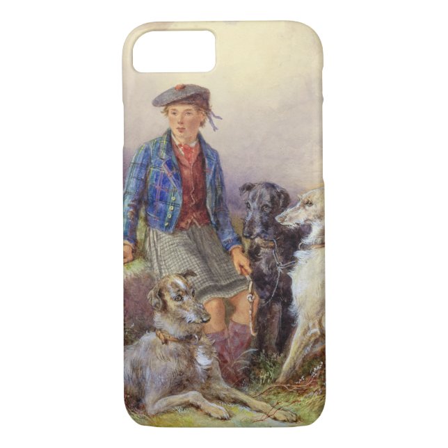 Coques Case-Mate iPhone Garçon écossais avec des chiens-loup dans un (Dos)