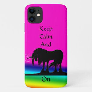 Case-Mate iPhone Case Gardez le calme et la licorne allumée (arc en ciel