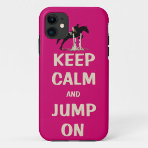 Coque iPhone 11 Gardez le calme et sautez sur le cheval rose