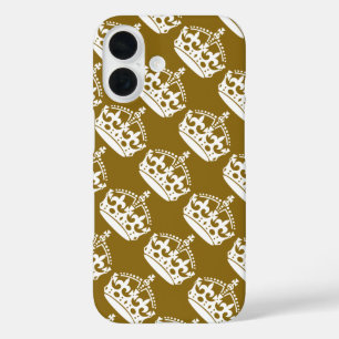 Coques iPhone 16 Gardez votre calme et continuez Blanc Couronne sur