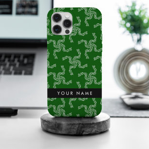 Coque iPhone 15 Pro Max Garland de Noël, Vert, Votre nom, Personnaliser