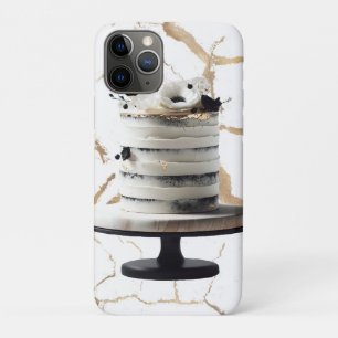 Case-Mate iPhone Case Gâteau de mariage à étages floral noir et or blanc