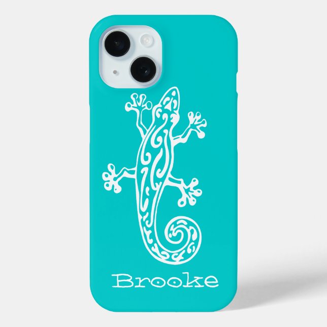 Coques Case-Mate iPhone Gecko reptile blanc & nom d'aqua (Verso)