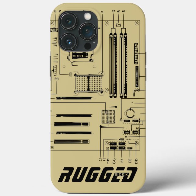 Coques Case-Mate iPhone geek en or et noir RUGGED Motherboard Tech (Verso)