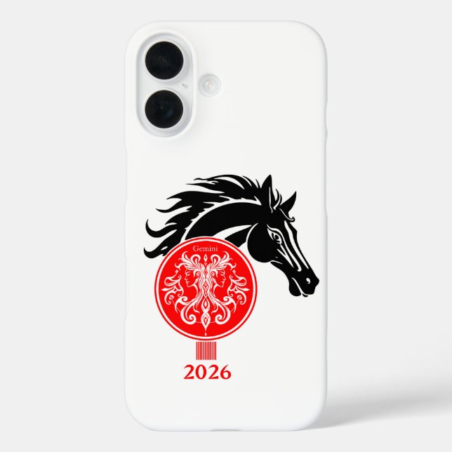 Coques Case-Mate iPhone Gemini x Année du Cheval 2026 (Verso)