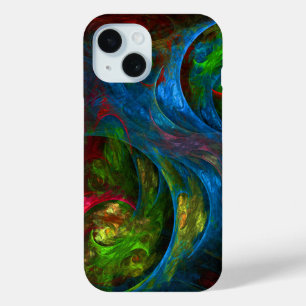 Coque Pour iPhone 15 Genèse Bleu Art Abstrait