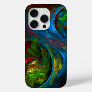 Coque iPhone 15 Pro Genèse Bleu Art Abstrait