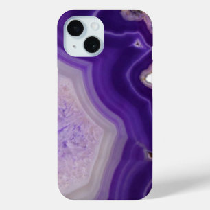 Coque Pour iPhone 15 Géode Agate Violet Personnalisé