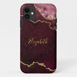 Case-Mate iPhone Case Géode d'âge du marbre d'or Rose d'aquarelle