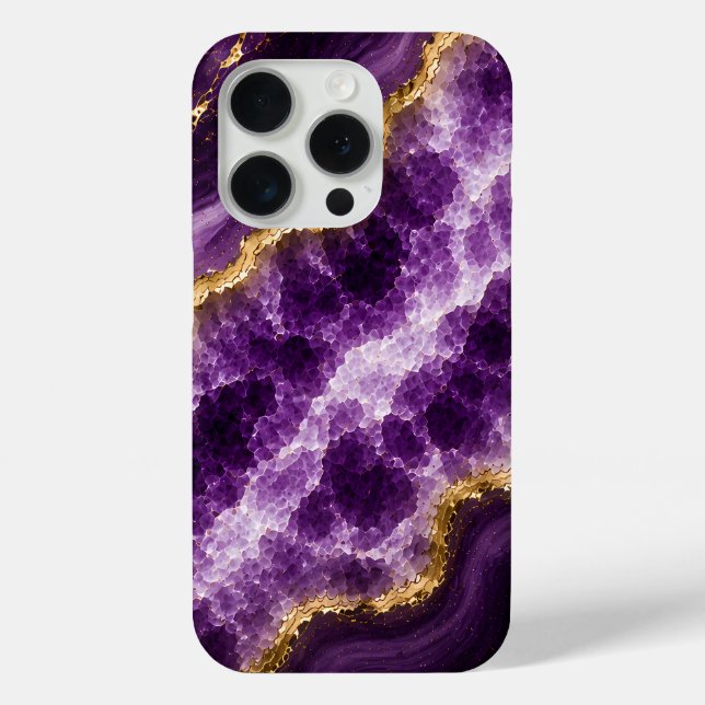 Coques Case-Mate iPhone Géode de marbre d'améthyste de luxe (Verso)