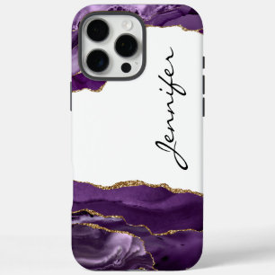 Coques iPhone 16 Pro Max Géode de pierre Agate violet iPhone