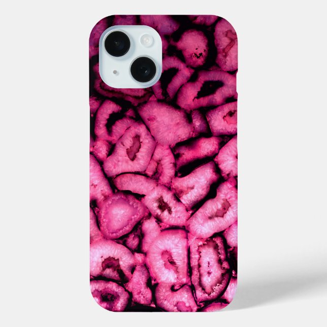 Coques Case-Mate iPhone Géodes d'âge à quartz rose motif abstrait (Verso)