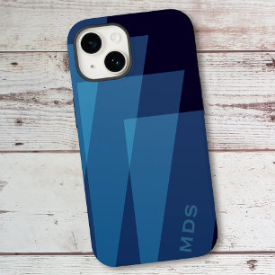 Coque Pour iPhone 14 Géométrie bleue personnalisée