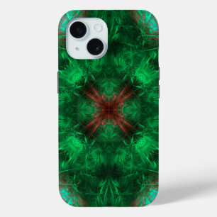 Coque Pour iPhone 15 Géométrie sacrée fractale Art émeraude