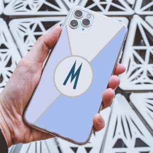 Coques iPhone 16 Pro Max Géométrique Moderne Bloc de Couleurs Bleu avec Mon