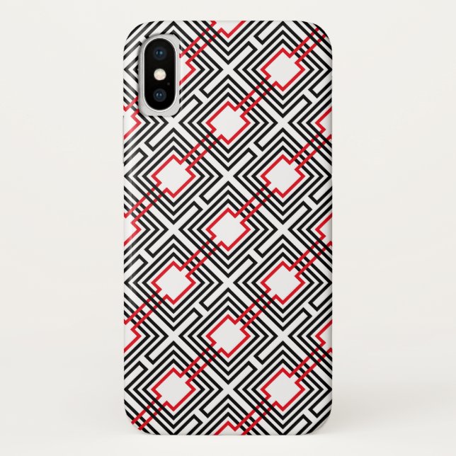 Coques Case-Mate iPhone Géométrique rouge et blanc noir (Dos)