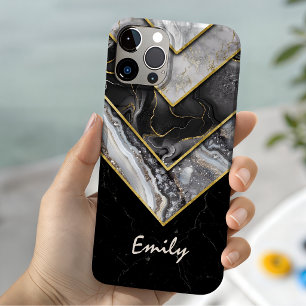 Coque Pour iPhone 15 Géométrique unique gris noir élégant