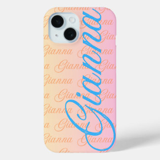Coque Pour iPhone 15 Gianna Motif de nom répétitif
