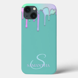 Case-Mate iPhone Case Giclées de arc-en-ciel élégant vert menthe