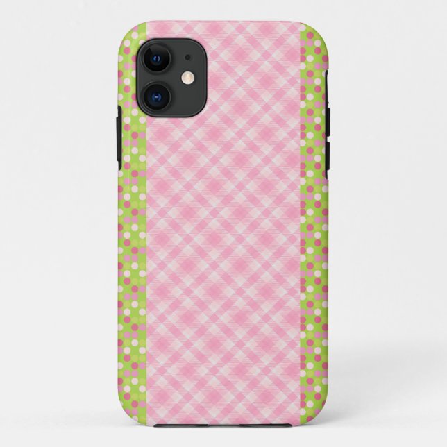 Coques Case-Mate iPhone Ginham et points roses (Dos)