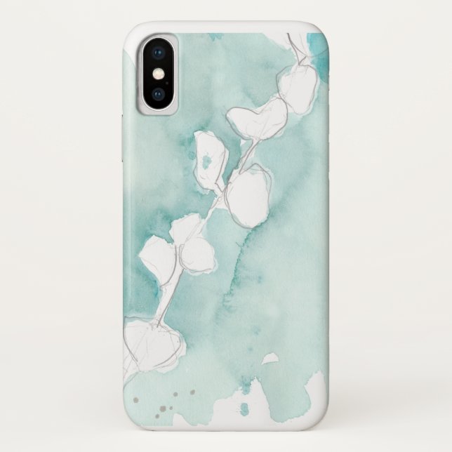 Coques Case-Mate iPhone Ginkgo sur Dusty Turquoise - Blanc (Dos)