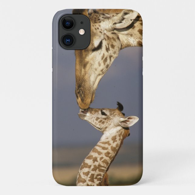 Coques Case-Mate iPhone Girafe embrassant un bébé girafe (Dos)