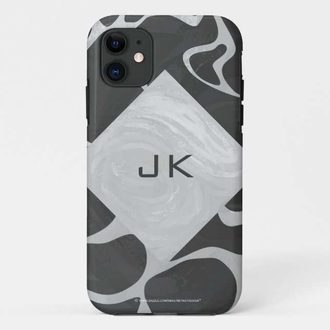Coques Case-Mate iPhone Girafe Monogramme Noir et Gris Clair (Dos)