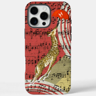 Coques iPhone 16 Pro Max Girafe rouge Retro Musical Flying Umbrella