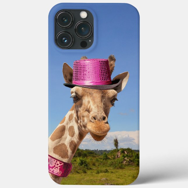 Coques Case-Mate iPhone Giraffe en casquette rose étincelant (Verso)