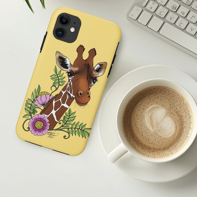 Coques Case-Mate iPhone Giraffe Fleurs de Portrait Jaunes (Créateur téléchargé)