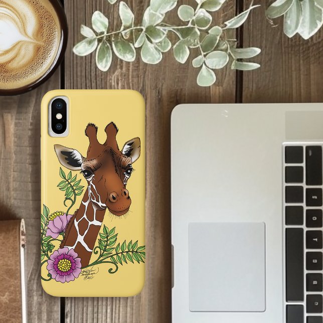Coques Case-Mate iPhone Giraffe Fleurs de Portrait Jaunes (Créateur téléchargé)
