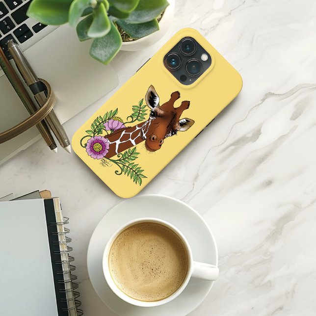 Coques Case-Mate iPhone Giraffe Fleurs de Portrait Jaunes (Créateur téléchargé)