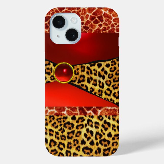 COQUES Case-Mate iPhone GIRAFFE LÉOPARD PEAU ROUGE GIRAFFE IMPRIMÉ GEMSTON (Verso)