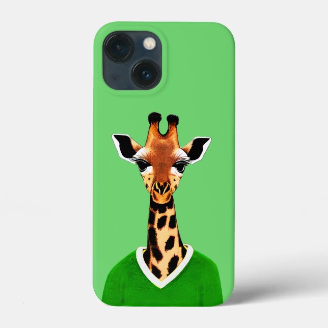 Coques Case-Mate iPhone Giraffe mignonne portant un pull vert (Verso)