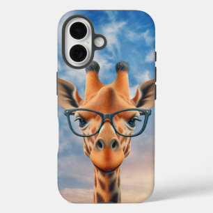 Coques iPhone 16 Giraffe portant des lunettes