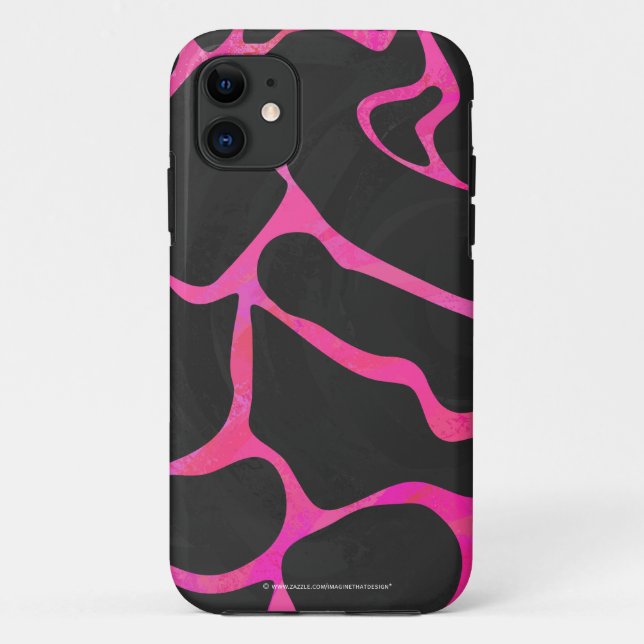 Coques Case-Mate iPhone Giraffe rose chaude et noire (Dos)