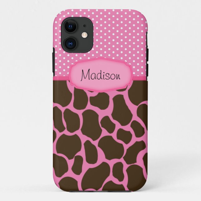 Coques Case-Mate iPhone Giraffe rose personnalisée (Dos)