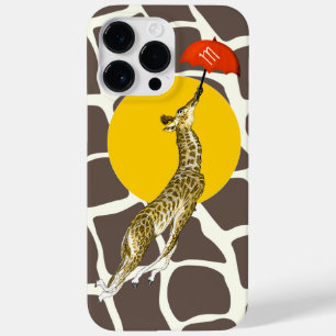Coque Pour Pour iPhone 14 Pro Max Giraffe rouge parapluie Brown Giraffe Motif
