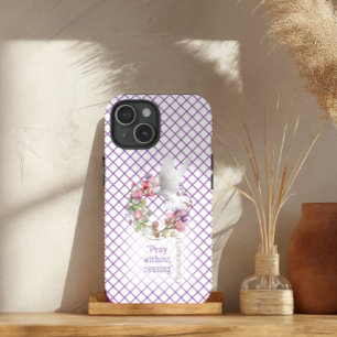 Coque Pour iPhone 15 Girl Mauve White Line Matrix Sweet Pea Bible