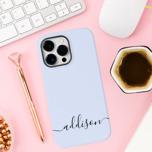 Coque Pour Pour iPhone 14 Pro Max Girly Blue Monogramme Écriture Moderne Personnalis