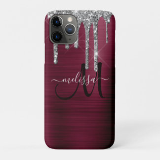 Case-Mate iPhone Case Girly Burgundy Brossé Metal Driving Parties scinti
