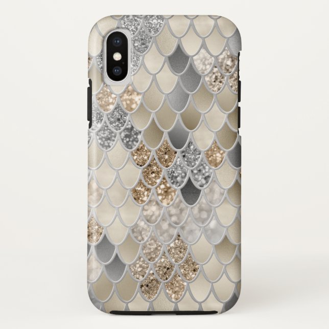 Coques Case-Mate iPhone Glam de sirène gris argenté or #1 (Dos)