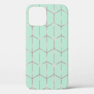 Case-Mate iPhone Case Glam géométrique Hexagon rose Gold & Mint Chic