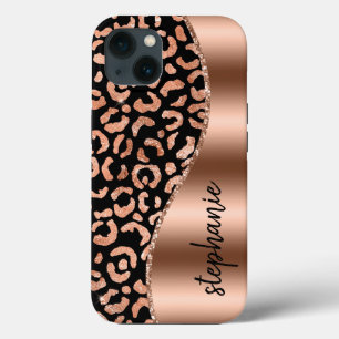 Case-Mate iPhone Case Glam Leopard Spots Rose Gold Black Metallic Nom