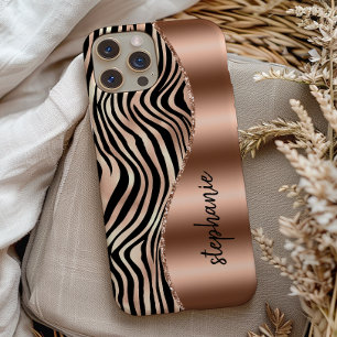 Case-Mate iPhone Case Glam Rose Gold Black Tiger Stripes Nom