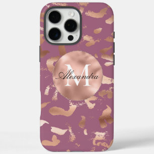 Coques iPhone 16 Pro Max Glam Rose Gold Boysenberry Purple Abstrait